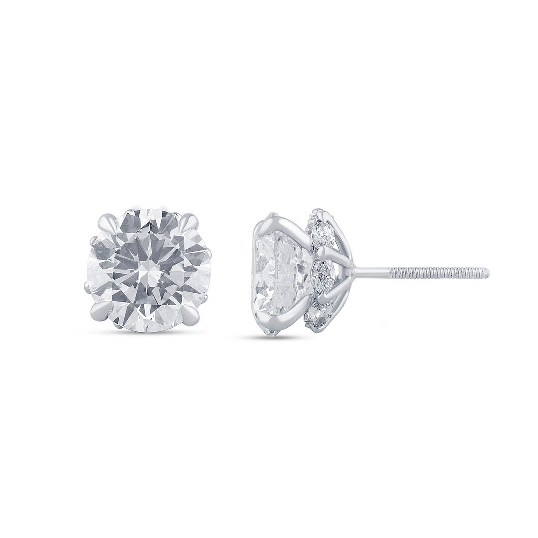 LG - 14K 5.52CT D-EARRING LDS MARQ/RDS "CERTIFIED" KA-HALO 2STONE 5.00CT