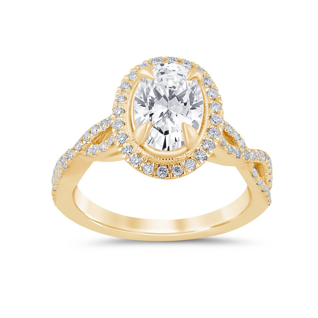 LG - 14K 1.92CT D-RING LDS OVL/RDS "CERTIFIED" OVL CNTR 1.52CT