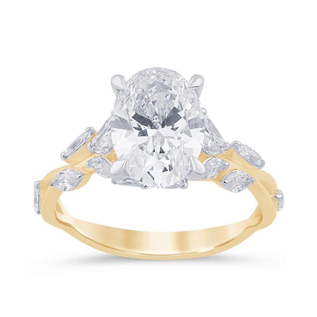 LG - 14K 3.35CT D-RING LDS OVL/MARQ "CERTIFIED" OVL CNTR 2.56CT