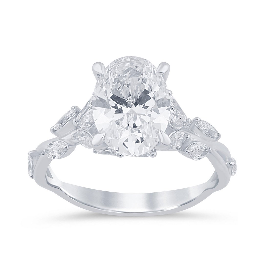LG - 14K 3.29CT D-RING LDS OVL/MARQ "CERTIFIED" PRONG OVL CNTR 2.57CT