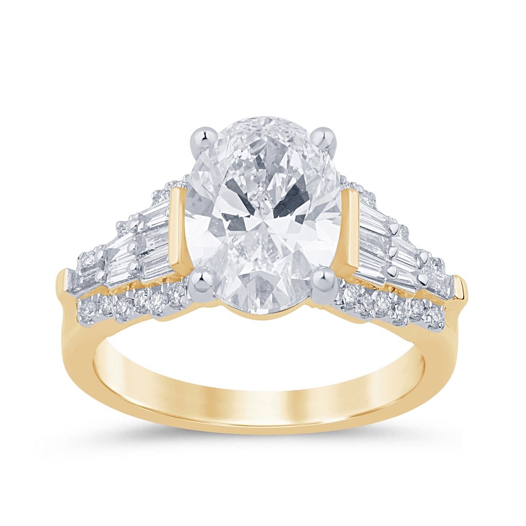 LG - 14K 3.62CT D-RING LDS OVL/TPR/RDS "CERTIFIED" OVL CNTR 3.07CT