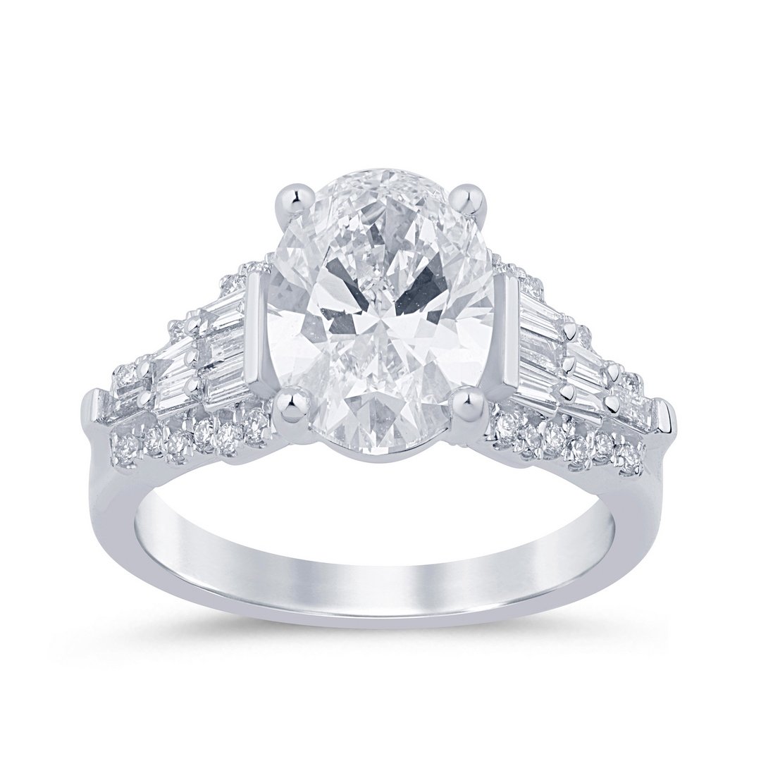 LG - 14K 3.53CT D-RING LDS OVL/TPR/RDS "CERTIFIED" OVL CNTR 3.01CT