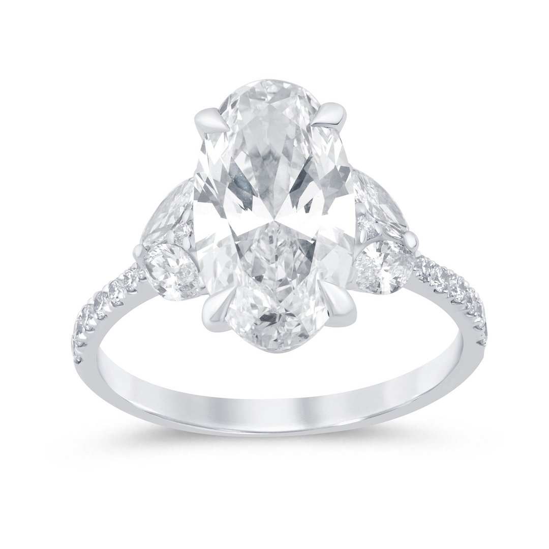 LG - 14K 3.71CT D-RING LDS EOVL/MARQ/RDS "CERTIFIED" ELONGATED OVAL CNTR 3.08CT