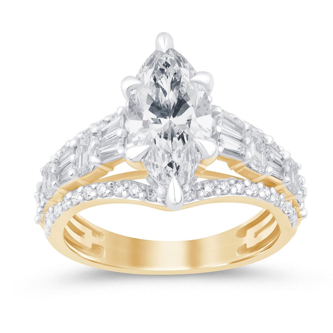 LG - 14K 3.36CT D-RING LDS MARQ/RDS/EME/SBAG/TPR "CERTIFIED" MARQUISE 2.04CT