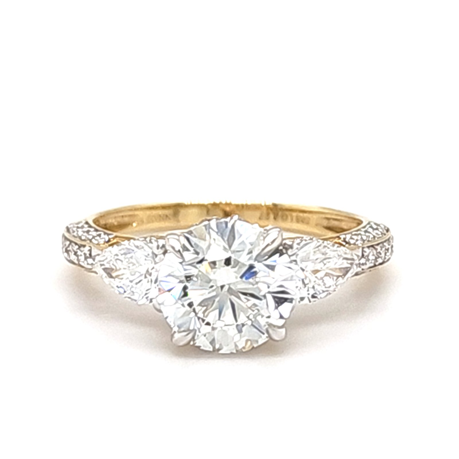 LG - 14K 4.23CT D-RING LDS PER/RDS "CERTIFIED" PRONG SETTING CNTR 3.03CT