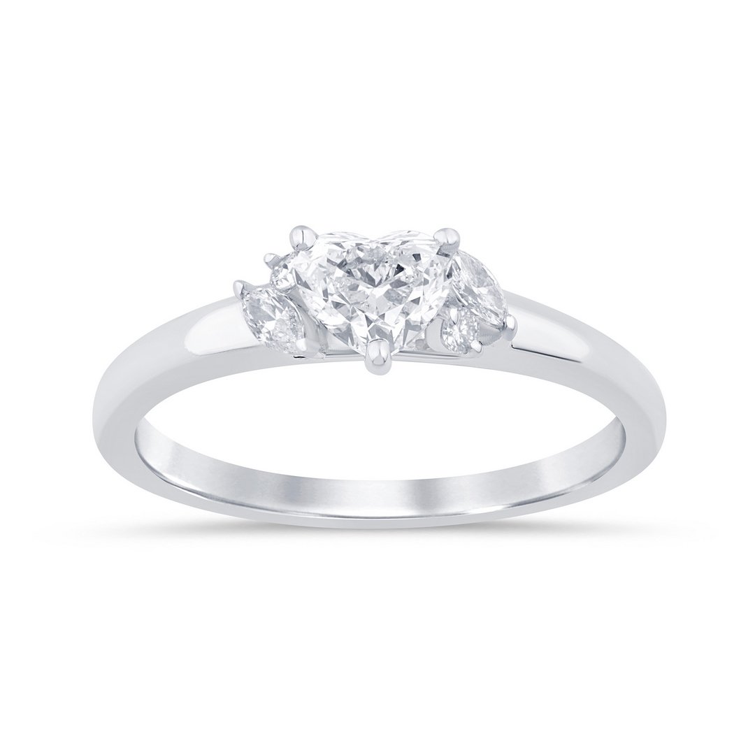 LG - 14K 0.67CT D-RING LDS MARQ/HRT/RDS "CERTIFIED" HEART 0.54CT