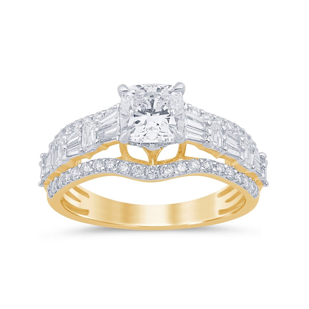 LG - 14K 2.07CT D-RING LDS RDS/EME/SBAG/TPR/CUSC "CERTIFIED" CUSHION CUT 1.07CT