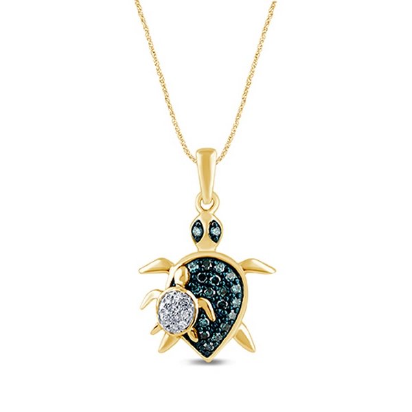 10K 0.16CT D-PENDANT RDS "TURTLE" SHARED PRONG