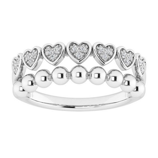 14K 0.11CT D-RING LDS RDS "HEARTED ROWS"