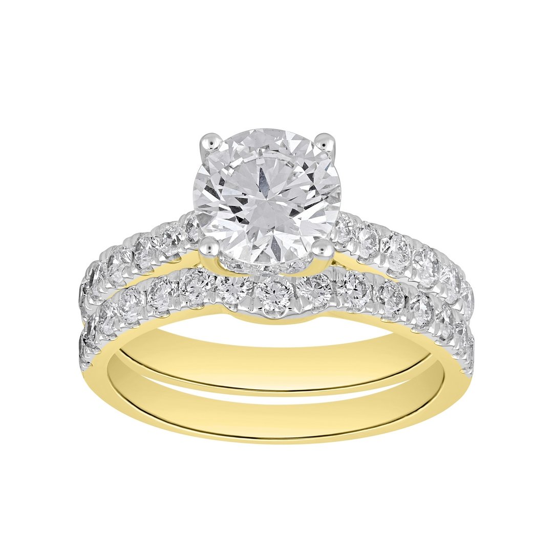 LG - 14K 2.46CT D-BRIDAL SET LDS RDS CERTIFIED CNTR 1.47CT