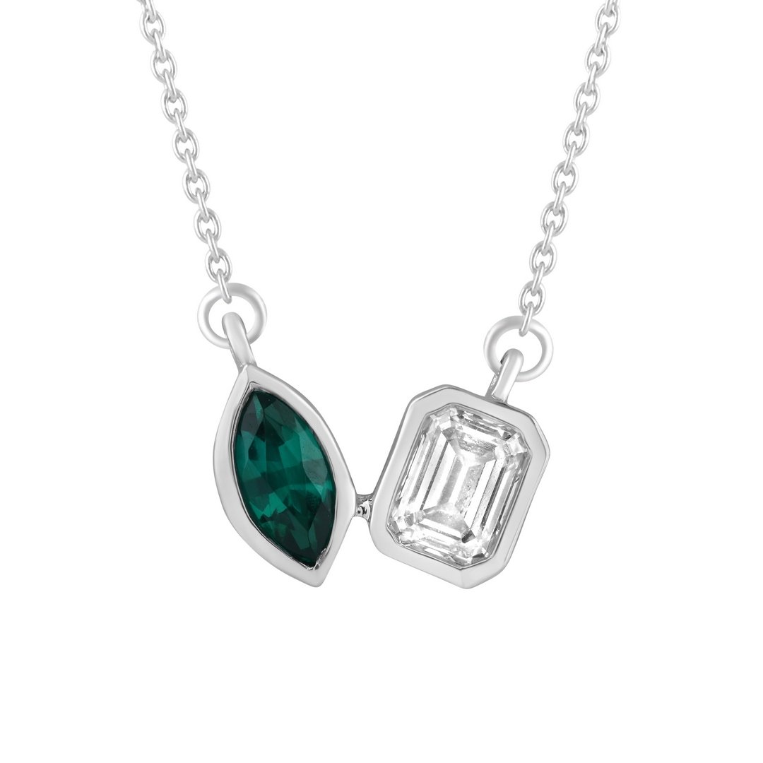 LG - 14K 0.27-0.39CT D-CHAIN PENDANT LDS MARQ/EME "CERTIFIED" GREEN EME MARQ 0.14