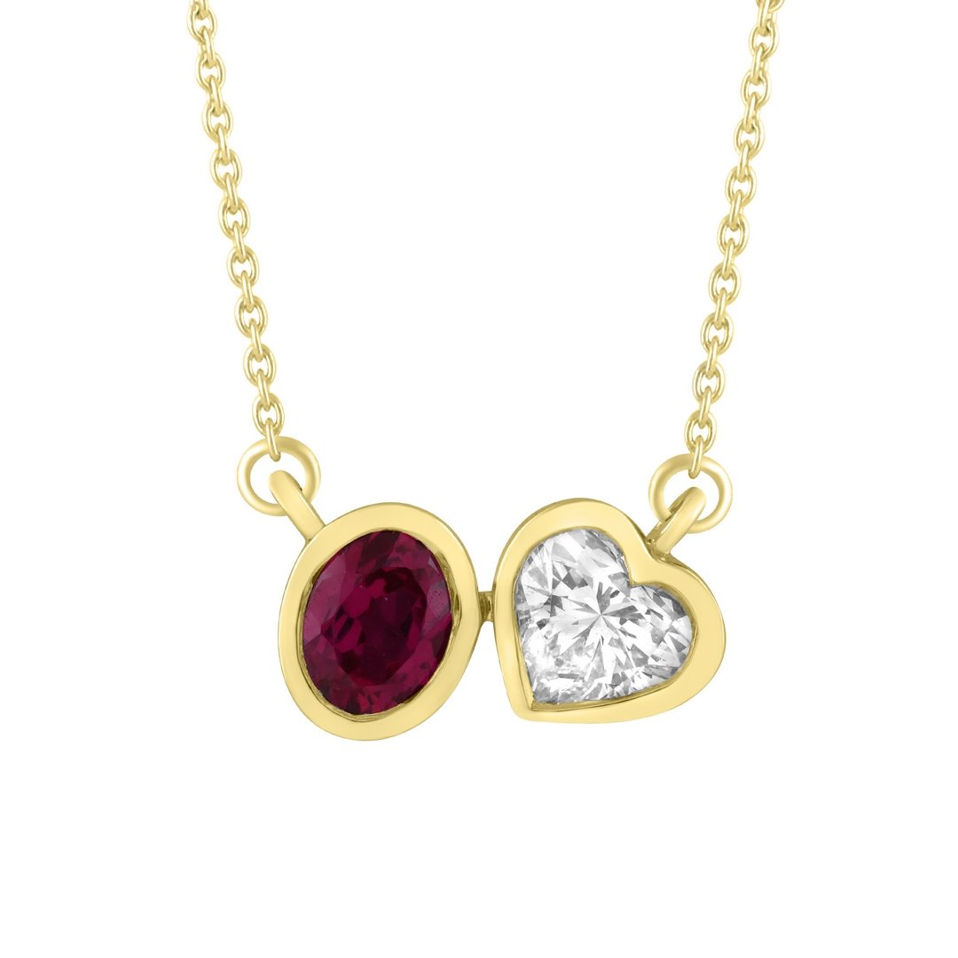 LG - 14K 0.47TWT PENDANT LDS OVL/HRT "CERTIFIED" WITH CHAIN RUBY OVAL 0.22