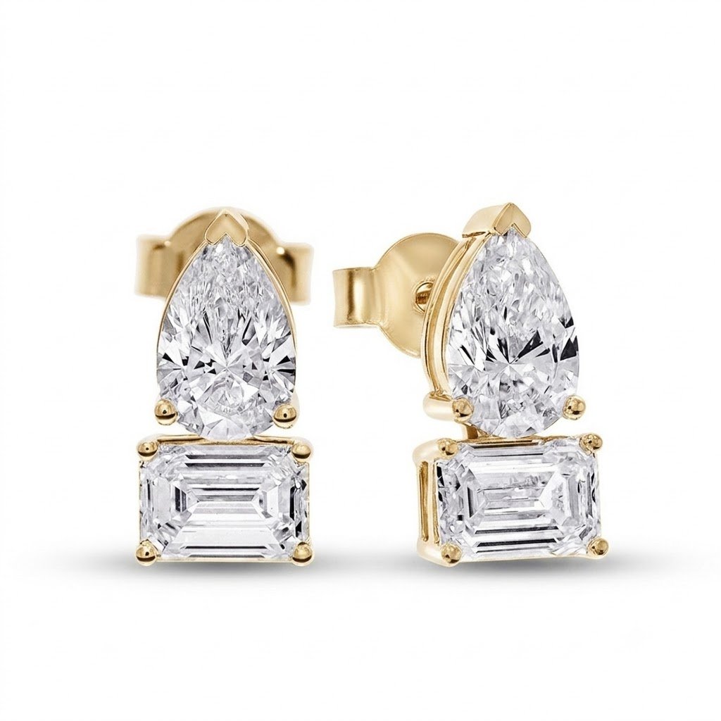 LG - 14K 4.10CT D-EARRING LDS EME/PER "CERTIFIED"