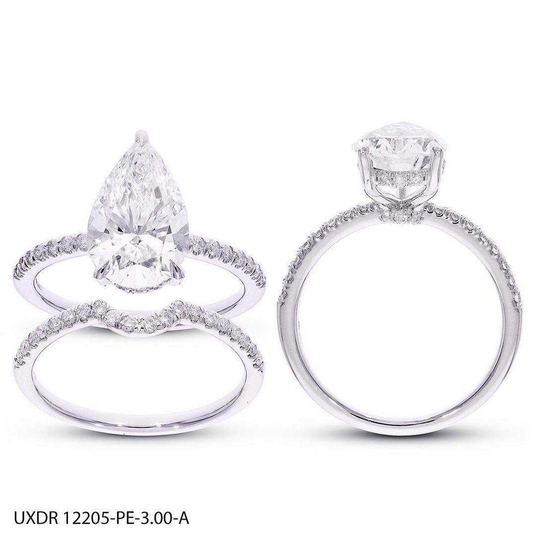 LG - 14K 3.62CT D-BRIDAL PER/RDS CERTIFIED PEAR 3.04CT