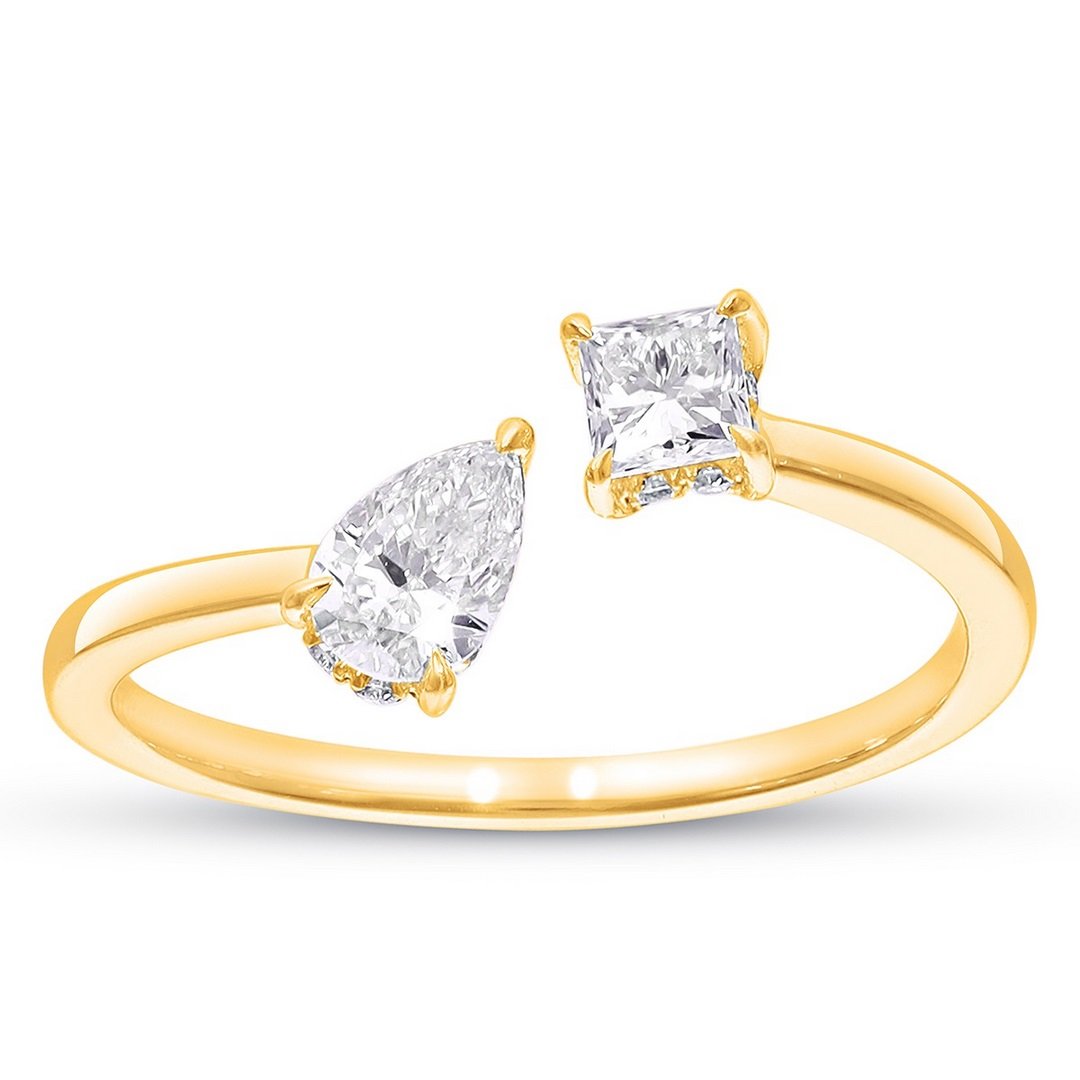 LG - 14K 0.61CT D-RING LDS PCT/PER/RDS "CERTIFIED" PEAR 0.30CT AND PCT 0.23CT