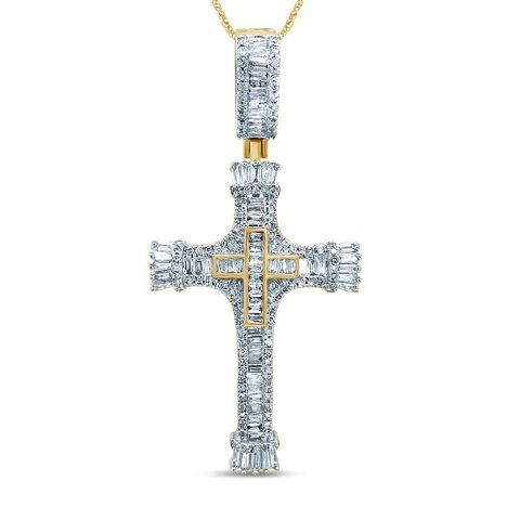 10K 1.19-1.20CT D-PENDANT MEN BAG/RDS "CROSS" (BEST DEAL BEST VALUE)
