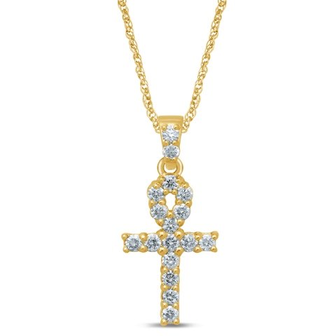 10K 0.28CT D-PENDANT MEN RDS "ANKH CROSS" DARK