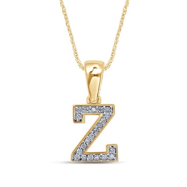 10K 0.08-0.09CT D-ALPHABET RDS LADIES "INITIAL Z" PRONG SETTING