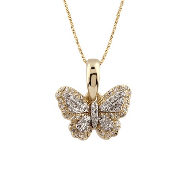 10K 0.11CT D-PENDANT RDS "BUTTERFLY" MICRO PRONG