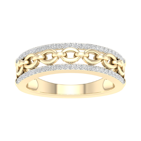 14K 0.15CT D-RING BAND LADIES RDS