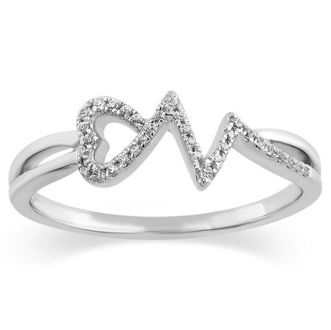 10K 0.08CT D-RING LDS RDS "HEART"